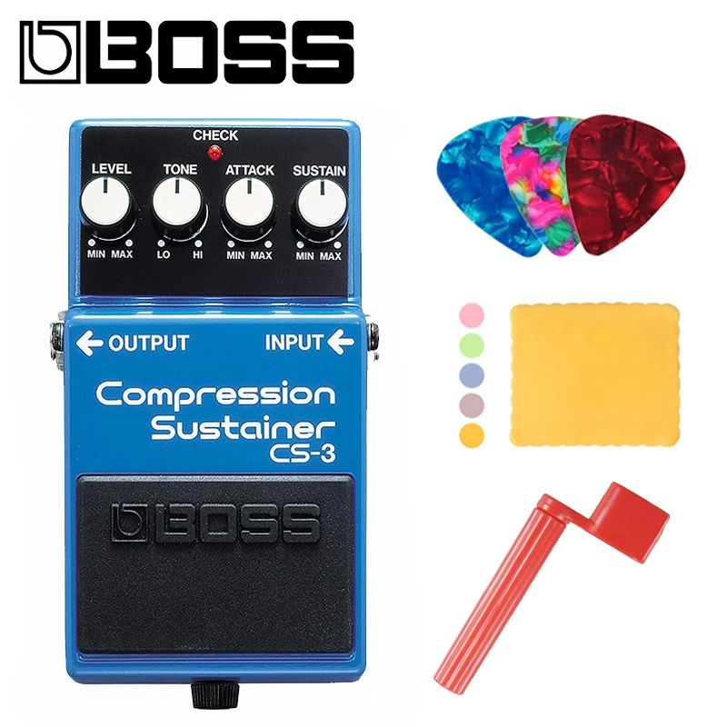 

Boss CS-3 Compressor Sustainer Pedal for Guitar Bundle with Picks, Polishing Cloth and Strings Winder