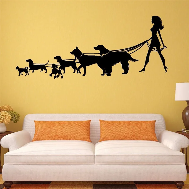 New Arrived Woman Walking Dogs Silohuette Vinyl Wall Murals Home Livingroom Art Decor Cute Lovely Wall Stickers Decal
New Arrived Woman Walking Dogs Silohuette Vinyl Wall Murals Home Livingroom Art Decor Cute Lovely Wall Stickers Decal