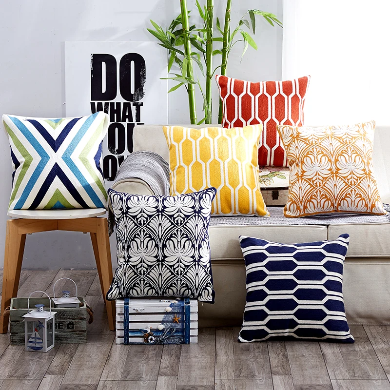 Home Decor Emboridered Cushion Cover Grey Yellow Blue Geometric Canvas Cotton Suqare Embroidery Pillow Cover 45x45cm
Home Decor Emboridered Cushion Cover Grey Yellow Blue Geometric Canvas Cotton Suqare Embroidery Pillow Cover 45x45cm