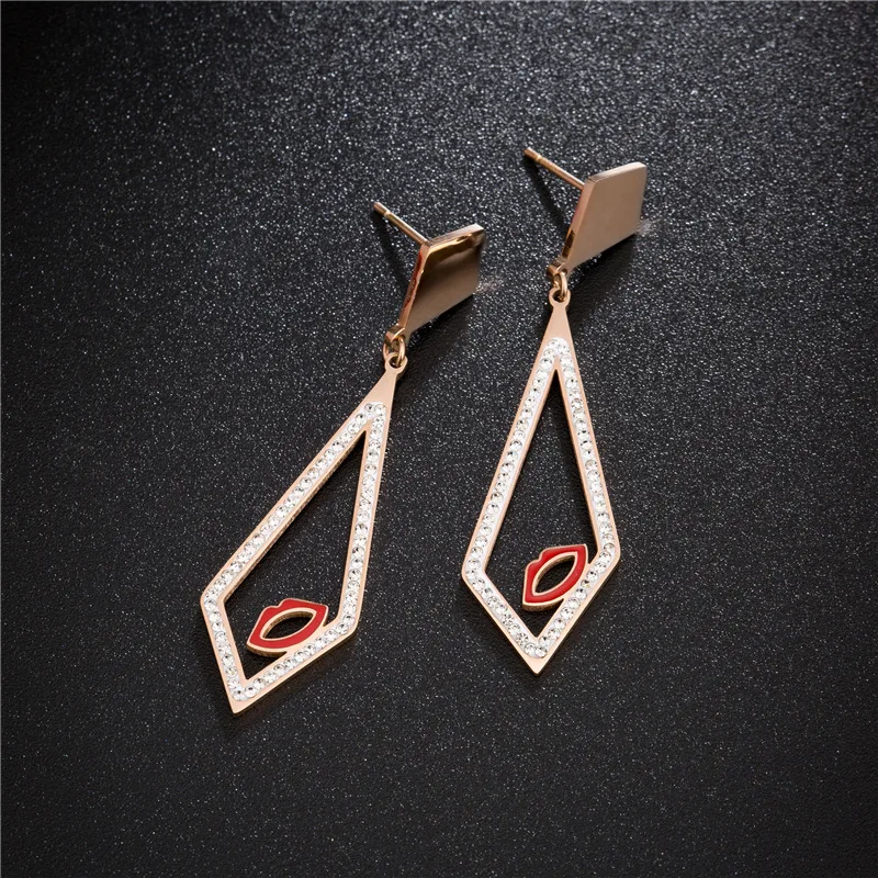 YiKLN Titanium Steel Mosaic Rhinestone Red Lips Earrings Rose Gold Anniversary Earrings For Women Boucles D'oreilles RN01389
YiKLN Titanium Steel Mosaic Rhinestone Red Lips Earrings Rose Gold Anniversary Earrings For Women Boucles D'oreilles RN01389