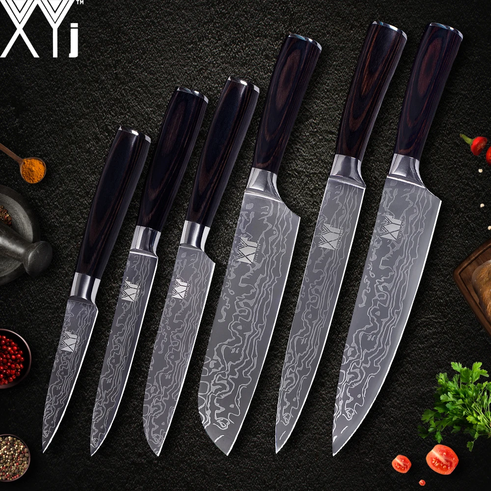 XYj Kitchen Cooking Knife Set Color Wood Handle 7cr17 Stainless Steel Damasucs Pattern Blade Knives Cooking Accessories Tools
XYj Kitchen Cooking Knife Set Color Wood Handle 7cr17 Stainless Steel Damasucs Pattern Blade Knives Cooking Accessories Tools