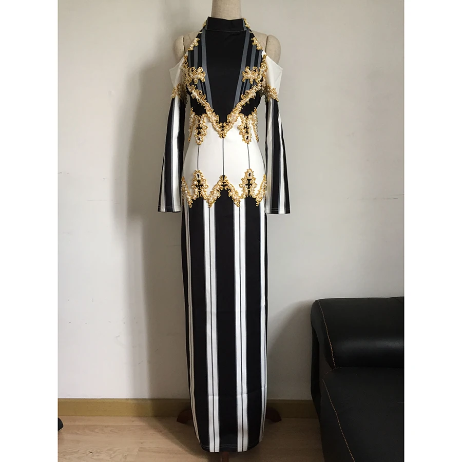 HIGH QUALITY Newest Fashion 2019 BAROCCO Runway Dress Women's Shoulder Exposure Luxury Handwork Pearl Beading Long Dress
HIGH QUALITY Newest Fashion 2019 BAROCCO Runway Dress Women's Shoulder Exposure Luxury Handwork Pearl Beading Long Dress