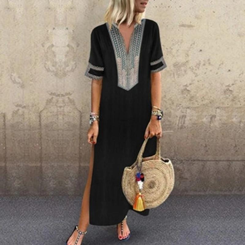 Kaftan Elegant Long Beach Dress Women Summer Floral Bohemian Dresses 2019 Casual Short Sleeve Maxi Dress Plus Size Robe Femme
Kaftan Elegant Long Beach Dress Women Summer Floral Bohemian Dresses 2019 Casual Short Sleeve Maxi Dress Plus Size Robe Femme