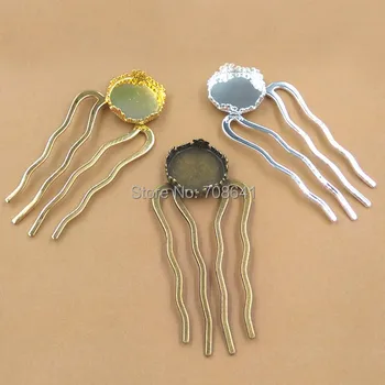 Blank Hair Combs Multi-color Plated Brass Metal with 15mm Round Crown Bezel Cabochon 4 teeth Hairwear DIY Settings Findings
Blank Hair Combs Multi-color Plated Brass Metal with 15mm Round Crown Bezel Cabochon 4 teeth Hairwear DIY Settings Findings