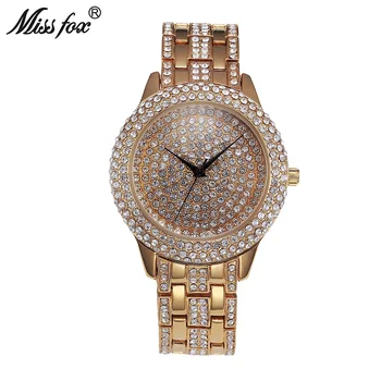 MISSFOX Brand Full Diamond Luxury Watch Women Stainless Steel Rhinestone Watches Waterproof Gold Gift for Girls Relogio Feminino
MISSFOX Brand Full Diamond Luxury Watch Women Stainless Steel Rhinestone Watches Waterproof Gold Gift for Girls Relogio Feminino