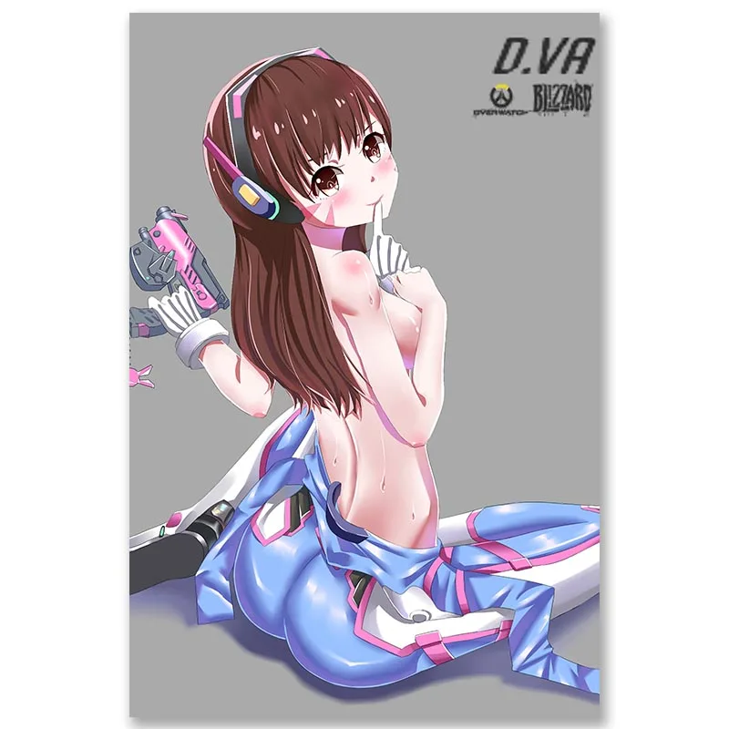 Постер Overwatchs d.va изображение аниме настенное искусство шелковые повязки для