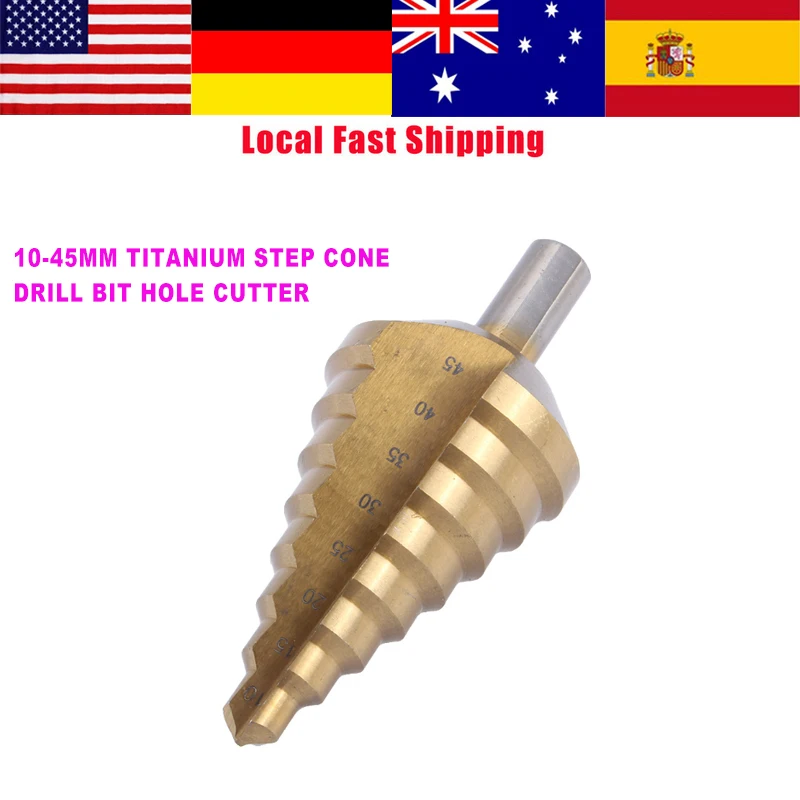 1Pcs Step Drill Bit HSS Steel Large Step Cone Drill Titanium Bit Set Titanium Coated High Speed Sturdy Hole Cutter 10-45mm Hot
1Pcs Step Drill Bit HSS Steel Large Step Cone Drill Titanium Bit Set Titanium Coated High Speed Sturdy Hole Cutter 10-45mm Hot