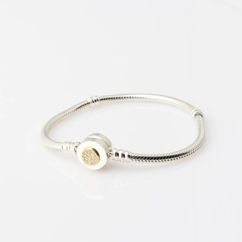 Luxury 100% 925 Sterling Silver&14.K G.old Plated Signature Clasp Clear CZ Bracelets for Women Fit Original Beads Charm W/LOGO
Luxury 100% 925 Sterling Silver&14.K G.old Plated Signature Clasp Clear CZ Bracelets for Women Fit Original Beads Charm W/LOGO
