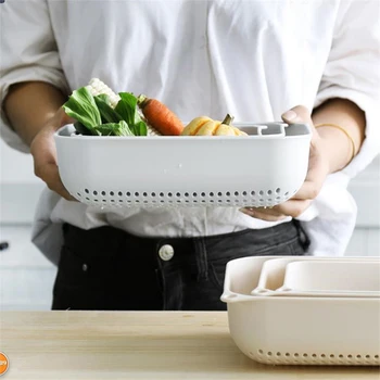 3 pcs / set Kitchen Fruits & Vegetables Rectangular Storage Basket Three-Piece Sink Plastic Drain Basket Fruit Basket Washing
3 pcs / set Kitchen Fruits & Vegetables Rectangular Storage Basket Three-Piece Sink Plastic Drain Basket Fruit Basket Washing