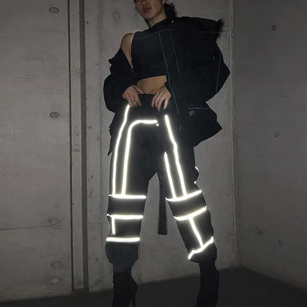 Reflective Pants Women Casual Overalls Hip Hop Joggers Pants Streetwear Modis Black Sweatpant Summer Pants Trousers Women gothic
Reflective Pants Women Casual Overalls Hip Hop Joggers Pants Streetwear Modis Black Sweatpant Summer Pants Trousers Women gothic