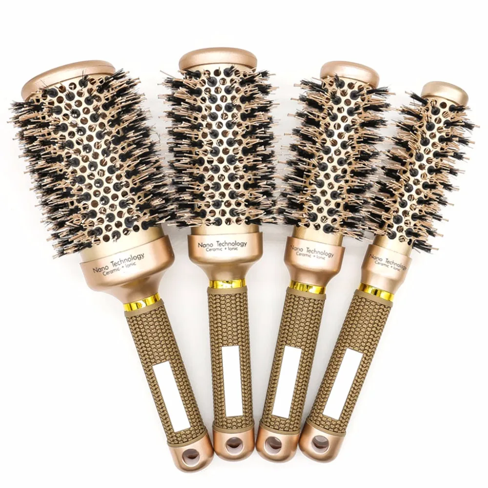 

4-size Round Hair Comb Hairdressing Curling Hair Brush Ceramic Iron Hair Comb Brush Curler Magic Comb Round Comb Hair Brushes