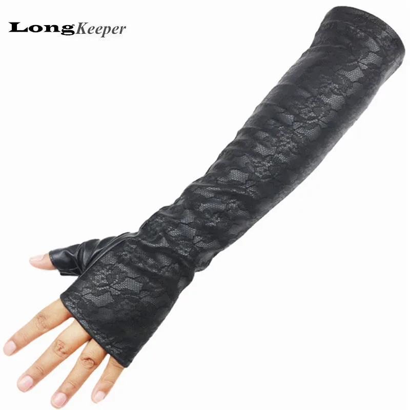 LongKeeper Sexy Women's Leather Gloves Semi-finger Elbow Long Fingerless Gloves Sleeves Winter Black Lace Glove 40cm Length G203
LongKeeper Sexy Women's Leather Gloves Semi-finger Elbow Long Fingerless Gloves Sleeves Winter Black Lace Glove 40cm Length G203