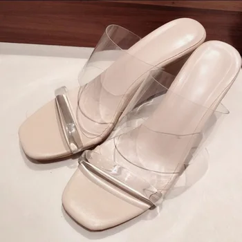 

Cheap PVC Transparent Wedge Sandals Women Peep Toe Cut-out Height Increasing Wedge Shoe Fluorescent Leisure Sandal Outside