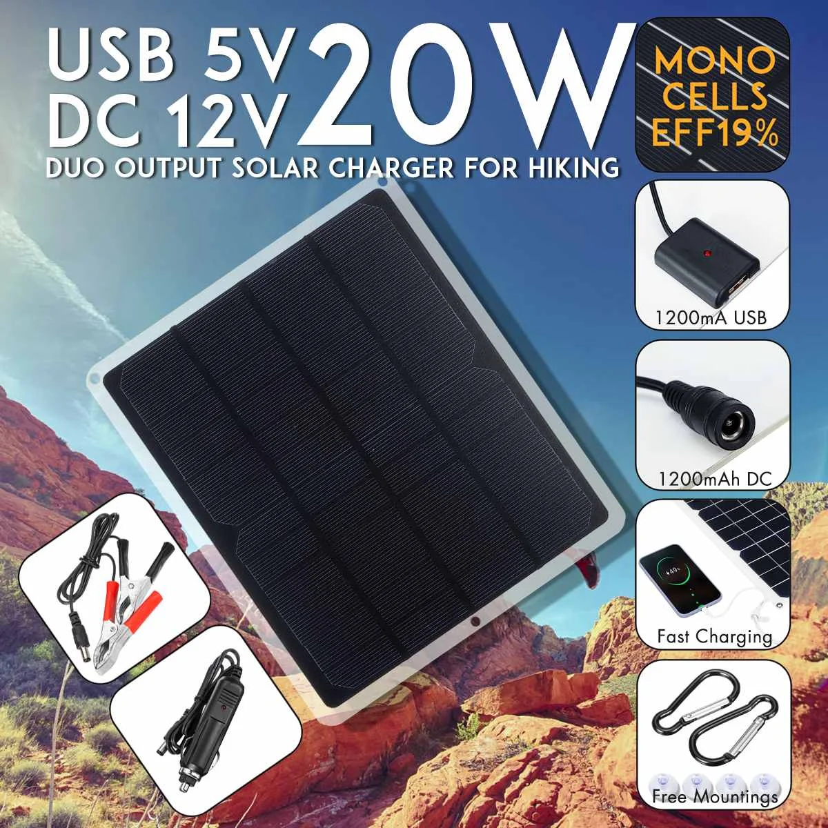 LEORY USB DC 12V 5V Solar Panel 20W Outdoor Portable Solar Cells Fast Soalr Charger For Battery Cell Phone Chargers
LEORY USB DC 12V 5V Solar Panel 20W Outdoor Portable Solar Cells Fast Soalr Charger For Battery Cell Phone Chargers
