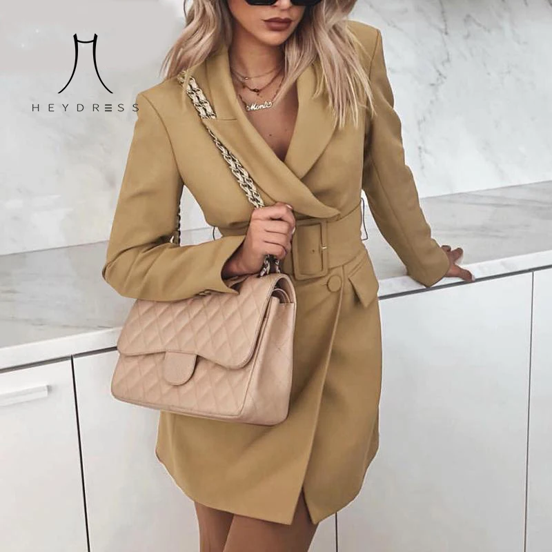 Heydress Vintage double breasted women blazer Turndown collar sashes khaki blazer feminino Office ladies solid fashion coat
Heydress Vintage double breasted women blazer Turndown collar sashes khaki blazer feminino Office ladies solid fashion coat