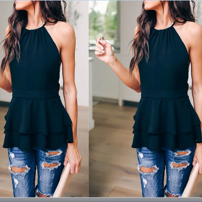 Sexy Womens Vest Top Ruffles Backless Lace Up Bandage Sleeveless Hang Neck Fashion Top Tanks Summer Casual Tank Tops Vest 2019
Sexy Womens Vest Top Ruffles Backless Lace Up Bandage Sleeveless Hang Neck Fashion Top Tanks Summer Casual Tank Tops Vest 2019