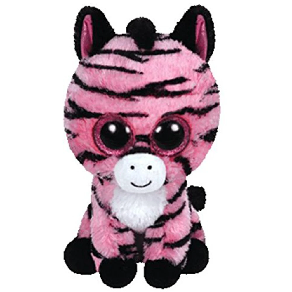 

Pyoopeo Original Ty Boos 6" 15cm Zoey the Pink Zebra Plush Regular Big-eyed Stuffed Animal Collection Doll Toy with Heart Tag