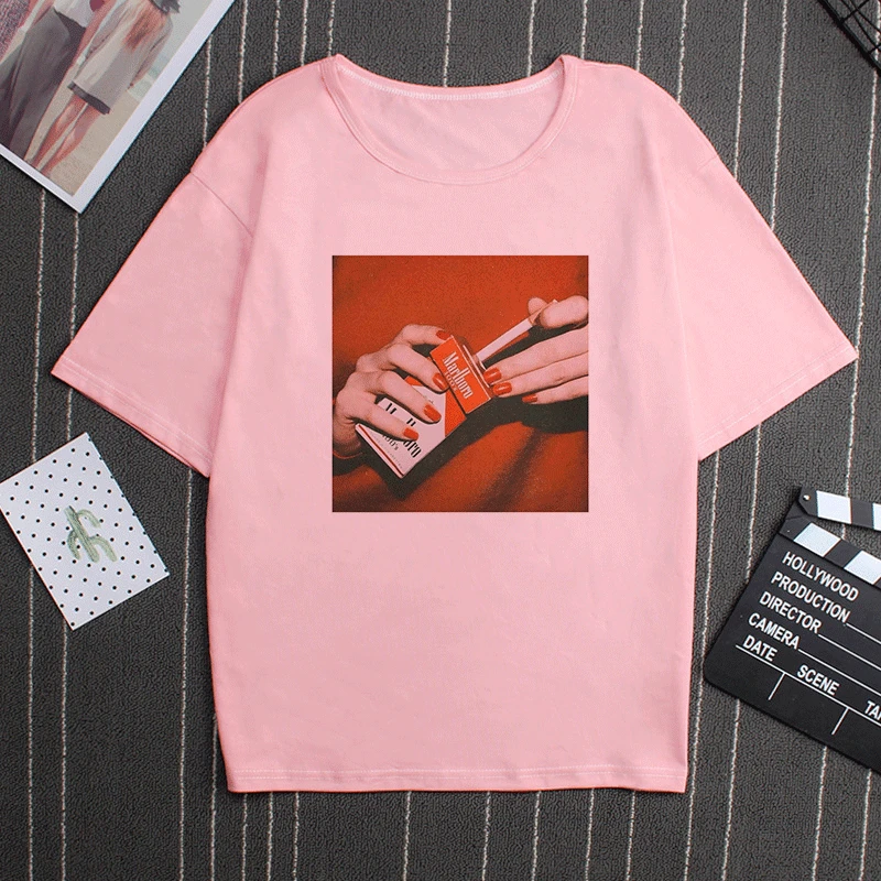 Net Red With The Same Smoking Print Pink Tshirt Short sleeved Loose Ulzzang Harajuku T-shirt Streetwear Aesthetic T Shirt Women
Net Red With The Same Smoking Print Pink Tshirt Short sleeved Loose Ulzzang Harajuku T-shirt Streetwear Aesthetic T Shirt Women