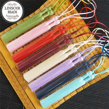 

LINSOIR 2pcs/lot Curtain Cotton Tassels Earrings Charms 10cm Chinese Knot Silk Tassel For Jewelry Making DIY Borlas Piel F6642