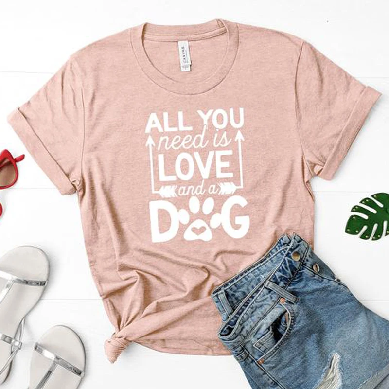 All You Need Is Love And A Dog T-shirt Fashion Summer Graphic Funny Tees Tops Women Casual Tumblr Hipster Tshirt Dog Mom Gifts
All You Need Is Love And A Dog T-shirt Fashion Summer Graphic Funny Tees Tops Women Casual Tumblr Hipster Tshirt Dog Mom Gifts
