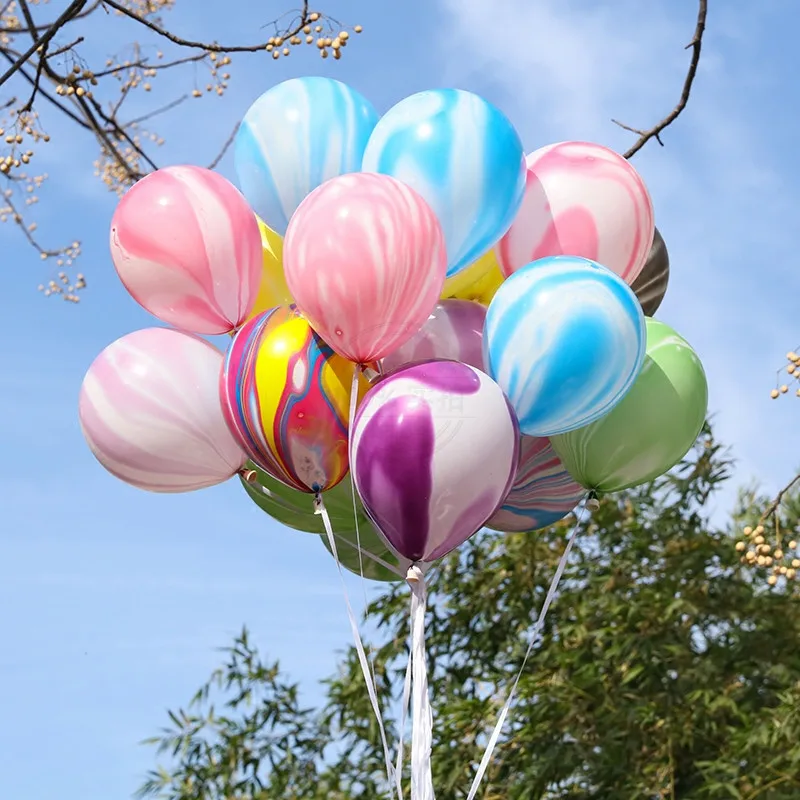Фото 50 шт 12 дюймов мраморный Радужный круглый латексный воздушный шар - купить