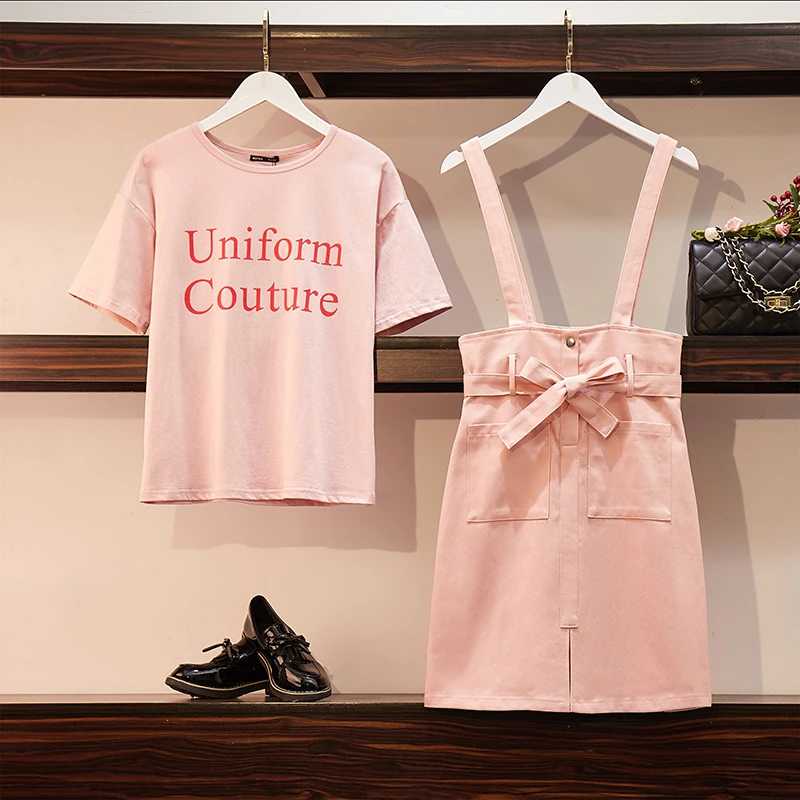 2019 Summer Women Short Sleeves Letter Print T-shirt + Suspender Skirt 2 pcs sets Fashion Students Female Suits A1251
2019 Summer Women Short Sleeves Letter Print T-shirt + Suspender Skirt 2 pcs sets Fashion Students Female Suits A1251