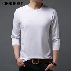 COODRONY Классическая Повседневная футболка с круглым вырезом Мужская футболка с длинным рукавом для мужчин разноцветная футболка мягкая хлоп...