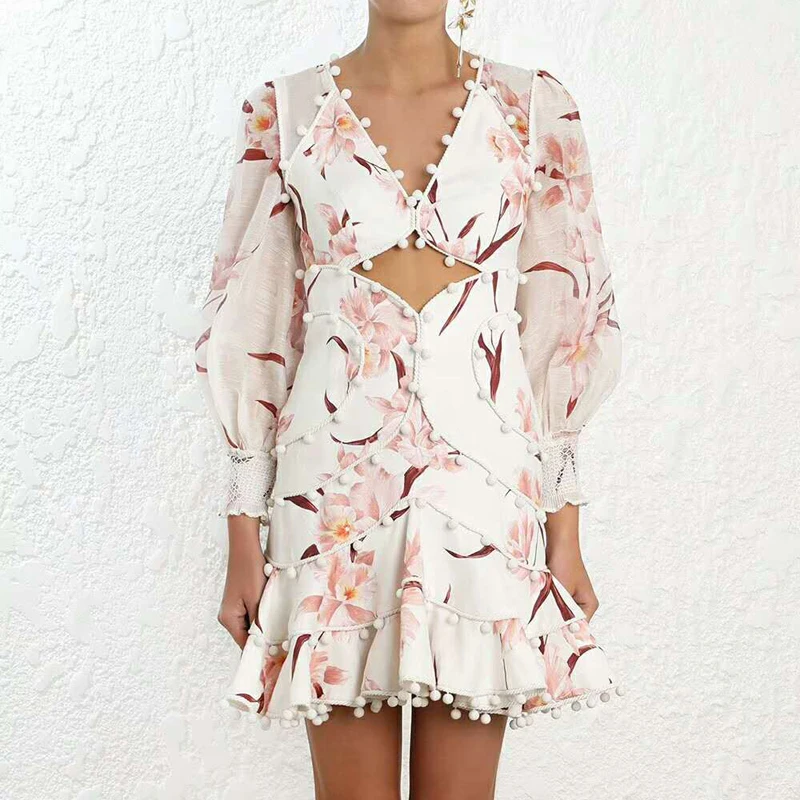 High Quality Runway Designer Sexy Deep V-Neck Ruffles Hollow Out Waist Sexy Elegant Woman Mini Dress Travel Holiday Short Dress
High Quality Runway Designer Sexy Deep V-Neck Ruffles Hollow Out Waist Sexy Elegant Woman Mini Dress Travel Holiday Short Dress