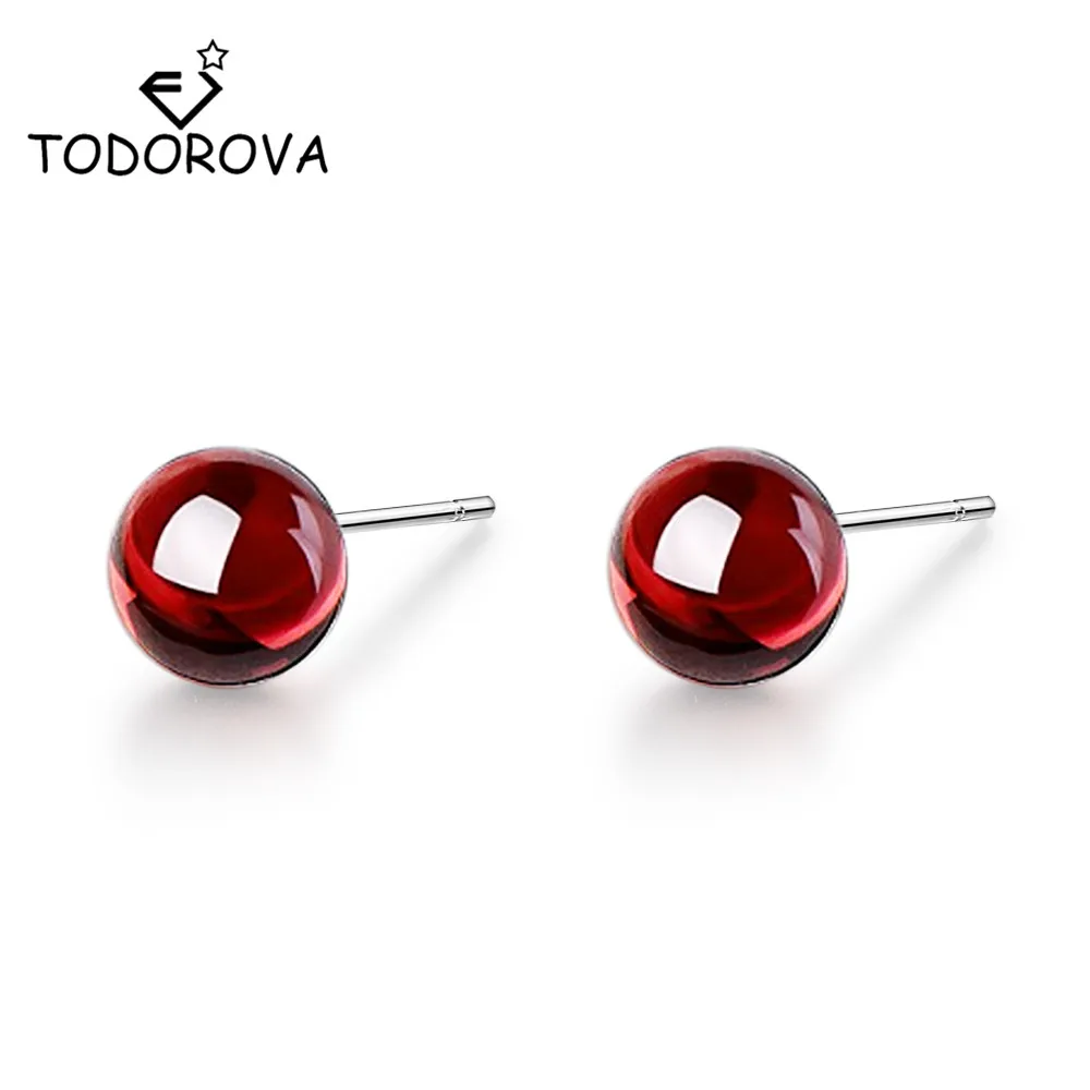 Todorova Simple Natural Round Red Garnet Stud Earrings for Women Crystal Ball Earrings Female Jewelry Wholesale
Todorova Simple Natural Round Red Garnet Stud Earrings for Women Crystal Ball Earrings Female Jewelry Wholesale