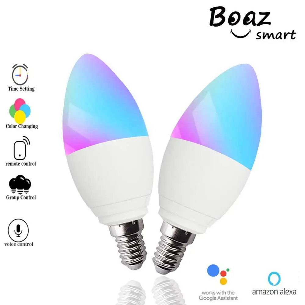 Boaz E14 Bulb Smart Candle Light 5W RGBW E14 LED Candle Lamp Voice Control by Alexa Google Home Siri APP Remote Control No Hub
Boaz E14 Bulb Smart Candle Light 5W RGBW E14 LED Candle Lamp Voice Control by Alexa Google Home Siri APP Remote Control No Hub
