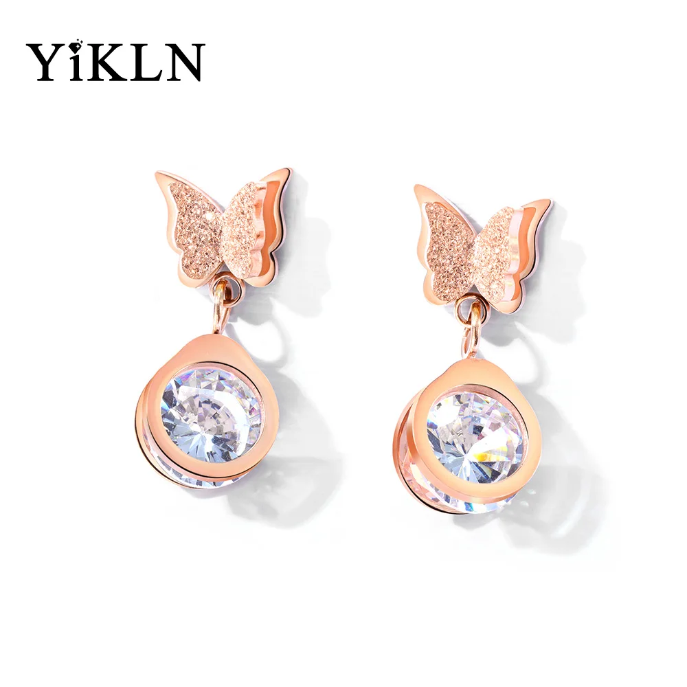 YiKLN Butterfly Stainless Steel Stud Earrings For Women Girls Rose Gold Frosted Double Butterfly Ear Studs Jewelry Gift YE17082
YiKLN Butterfly Stainless Steel Stud Earrings For Women Girls Rose Gold Frosted Double Butterfly Ear Studs Jewelry Gift YE17082