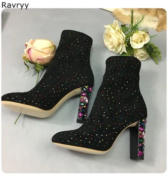 Colorful crystal Woman Ankle Boots suede leather Female Short Boot bling bling Thick heel concise style Autumn Winter shoes
Colorful crystal Woman Ankle Boots suede leather Female Short Boot bling bling Thick heel concise style Autumn Winter shoes