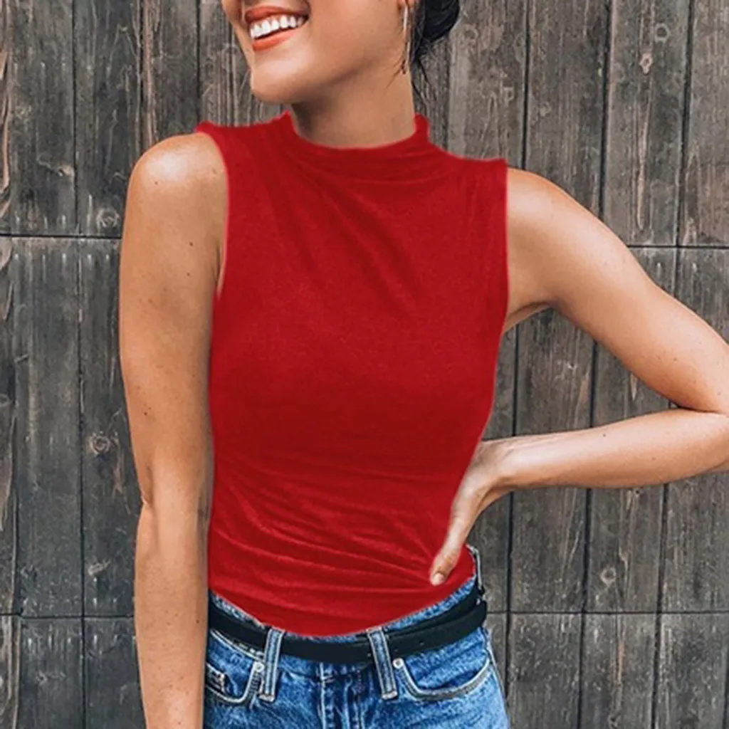 Women Sleeveless Turtleneck Solid Casual Blouse Top T Shirt Plus Size 2xl Vintage Red 90s Fashion Summer Femme Bustier
Women Sleeveless Turtleneck Solid Casual Blouse Top T Shirt Plus Size 2xl Vintage Red 90s Fashion Summer Femme Bustier