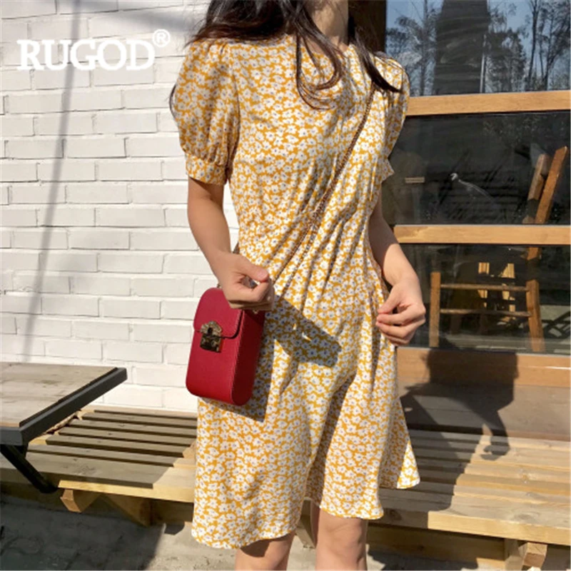 RUGOD Lively girl dress Print Puff sleeve O-neck Knee-length Elegant Fashion Female dress
RUGOD Lively girl dress Print Puff sleeve O-neck Knee-length Elegant Fashion Female dress