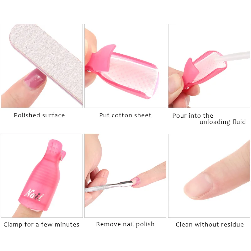 Пластиковый дизайн ногтей замочить от колпачка зажимы средство для снятия УФ