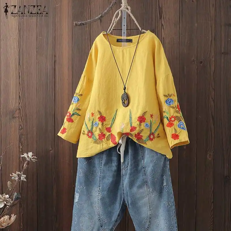 Summer Tunic Tops ZANZEA Vintage Floral Embroidery Blouse Women Long Sleeve Cotton Linen Shirt Robe Casual Party Blusas Chemise
Summer Tunic Tops ZANZEA Vintage Floral Embroidery Blouse Women Long Sleeve Cotton Linen Shirt Robe Casual Party Blusas Chemise