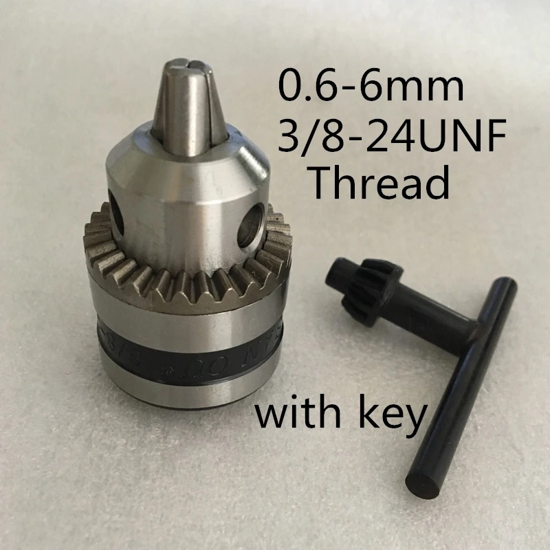 6mm Keyed Drill chuck Thread 3/8 24UNF electric power tools drill chuck capacity 0.6-6mm good quality with key
6mm Keyed Drill chuck Thread 3/8 24UNF electric power tools drill chuck capacity 0.6-6mm good quality with key