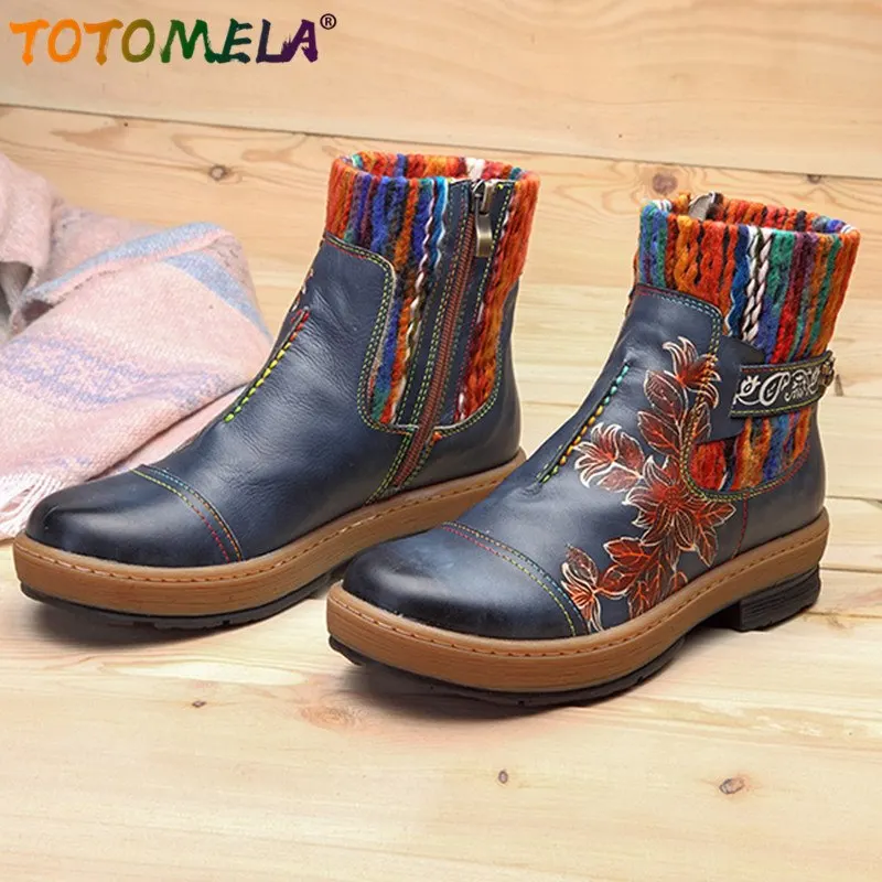 TOTOMELA Genuine Leather Boots Vintage Bohemian Zipper Shoes Woman Autumn Botas Mujer Patchwork New Ankle Boots Ladies shoes
TOTOMELA Genuine Leather Boots Vintage Bohemian Zipper Shoes Woman Autumn Botas Mujer Patchwork New Ankle Boots Ladies shoes