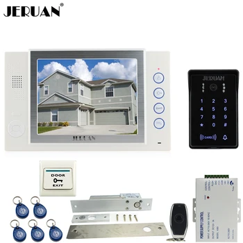 

JERUAN 8 inch LCD video doorphone Recording intercom system New RFID waterproof Touch Key password keypad Camera 8G SD Card Free