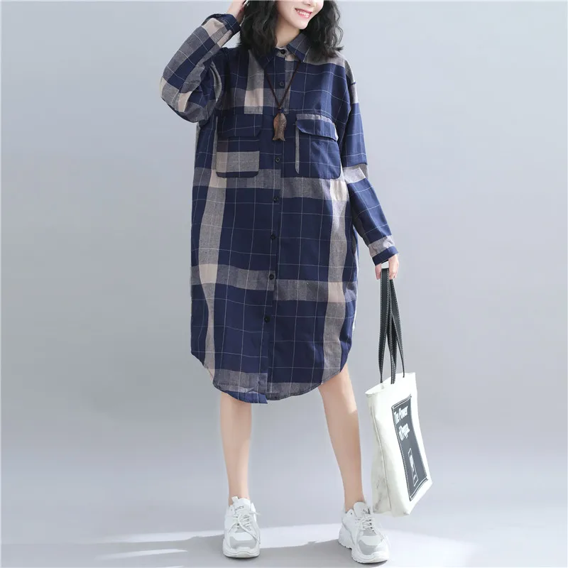 Plus Size Women Shirt Dress Spring 2019 Literary Long Sleeve Cotton Lady Vestido Loose Casual Plaid Buttons Female Clothes
Plus Size Women Shirt Dress Spring 2019 Literary Long Sleeve Cotton Lady Vestido Loose Casual Plaid Buttons Female Clothes