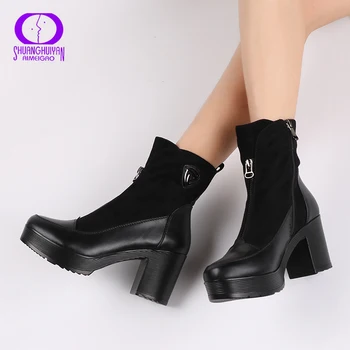 Hot Sale Suede Leather Boots Soft Leather Women Ankle Boots Thick High Heel Boots Sexy Women Platform Boots Autumn And Spring
Hot Sale Suede Leather Boots Soft Leather Women Ankle Boots Thick High Heel Boots Sexy Women Platform Boots Autumn And Spring