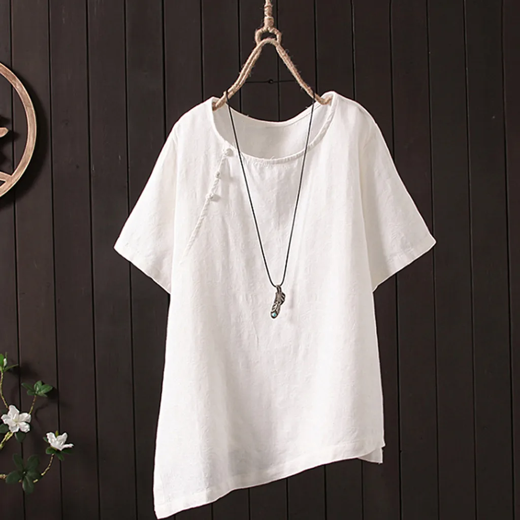 ISHOWTIENDA White Blouse Women Casual Loose Linen Clothing Plus Size Irregular Button BlouseS Summer Beach Tops Roupas Femininas
ISHOWTIENDA White Blouse Women Casual Loose Linen Clothing Plus Size Irregular Button BlouseS Summer Beach Tops Roupas Femininas