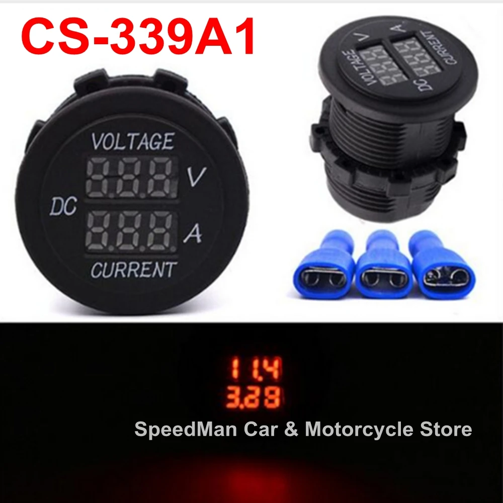 Фото WUPP Digital Voltage Current Tester CS-339A1 Car Motorcycle DC12V Ammeter and Voltmeter with 3 Terminals Red LED Indicator | Автомобили и