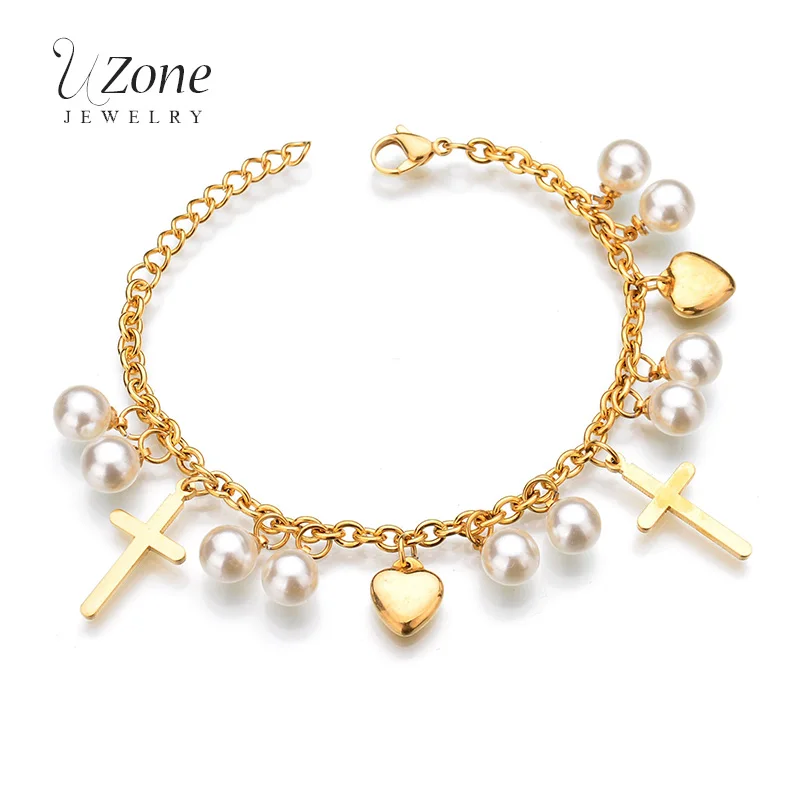 Personality Jewelry Extension Chain Cross Beads Heart Pendant Gold Color Bead Stainless Steel Bracelets For Women Gift
Personality Jewelry Extension Chain Cross Beads Heart Pendant Gold Color Bead Stainless Steel Bracelets For Women Gift