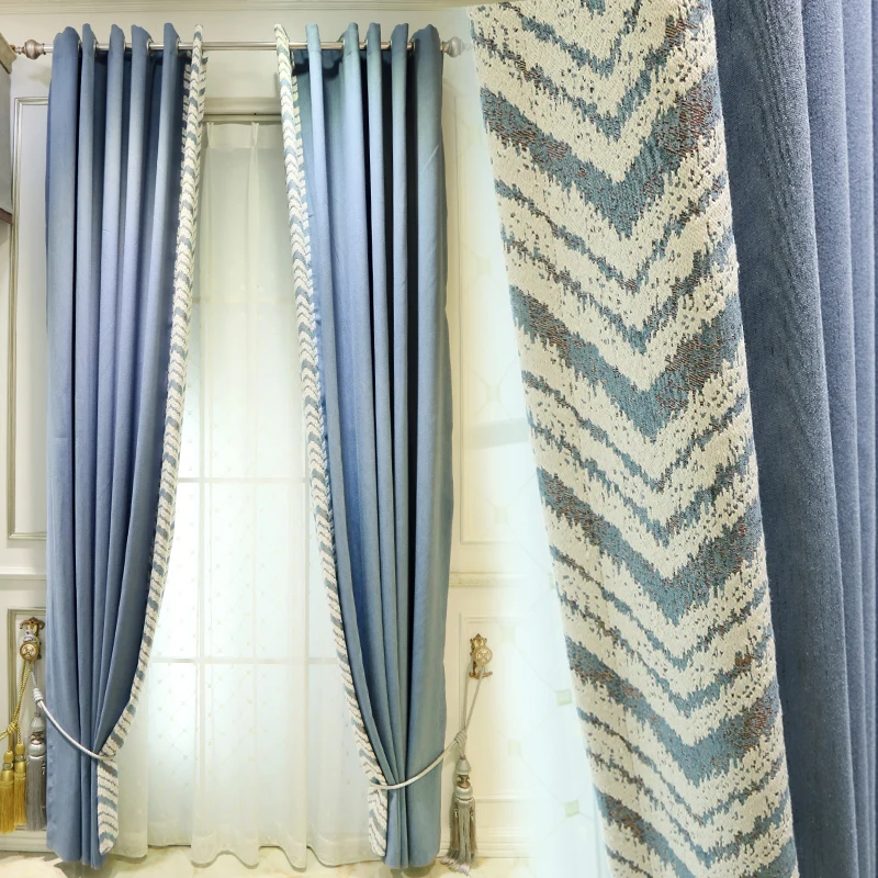 Custom curtain Nordic modern Thicken Jacquard cotton blue splice livingroom bedroom window blackout curtain yarn tulle M677
Custom curtain Nordic modern Thicken Jacquard cotton blue splice livingroom bedroom window blackout curtain yarn tulle M677