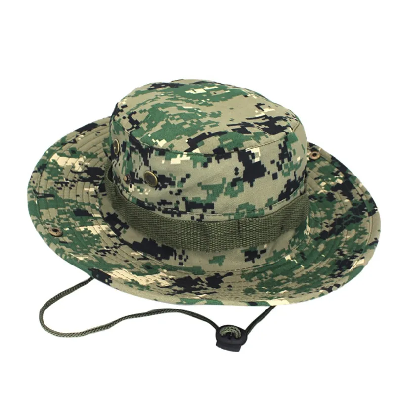 Adjustable Camouflage Outdoor Camping Climbing Cap Men Women Fishing Bucket Hat Boonie Nepalese Cap Brim Military Army GN #FM28 (10)