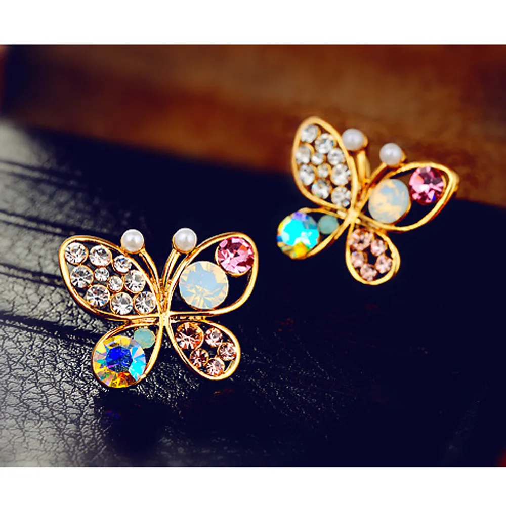 2018 New Women's Fashion Ear Jewelry Hollow Luxury Bright Colorful Crystal Simulated Pearl Butterfly Ear Stud Earrings Brincos
2018 New Women's Fashion Ear Jewelry Hollow Luxury Bright Colorful Crystal Simulated Pearl Butterfly Ear Stud Earrings Brincos