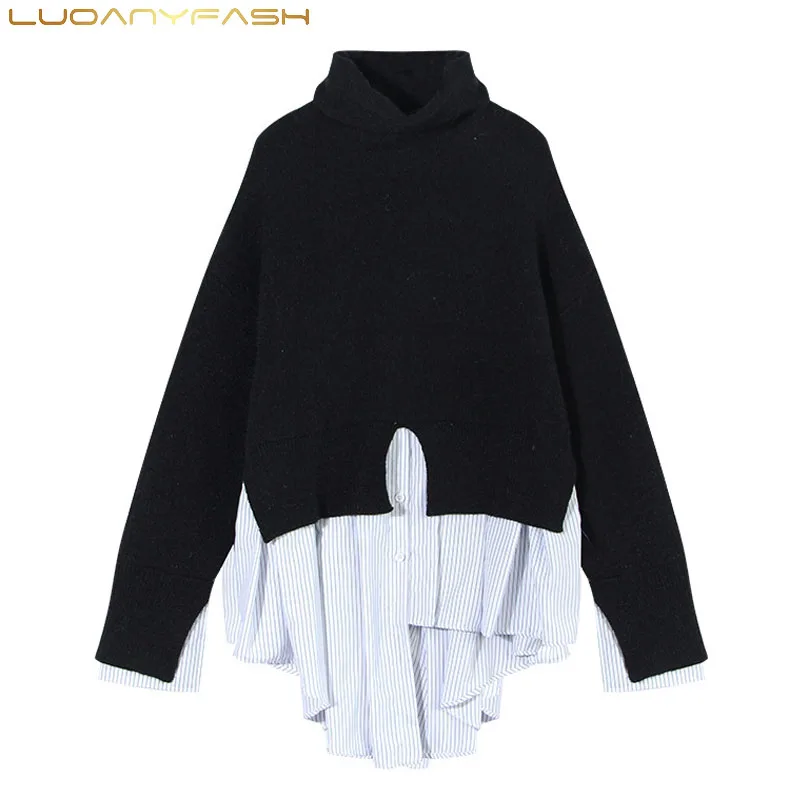 Luoanyfash Turtleneck Sweater Female Patchwork Stripe Irregular Ruffles Patchwork Draped Knitted Pullover Women Autumn Clothing
Luoanyfash Turtleneck Sweater Female Patchwork Stripe Irregular Ruffles Patchwork Draped Knitted Pullover Women Autumn Clothing