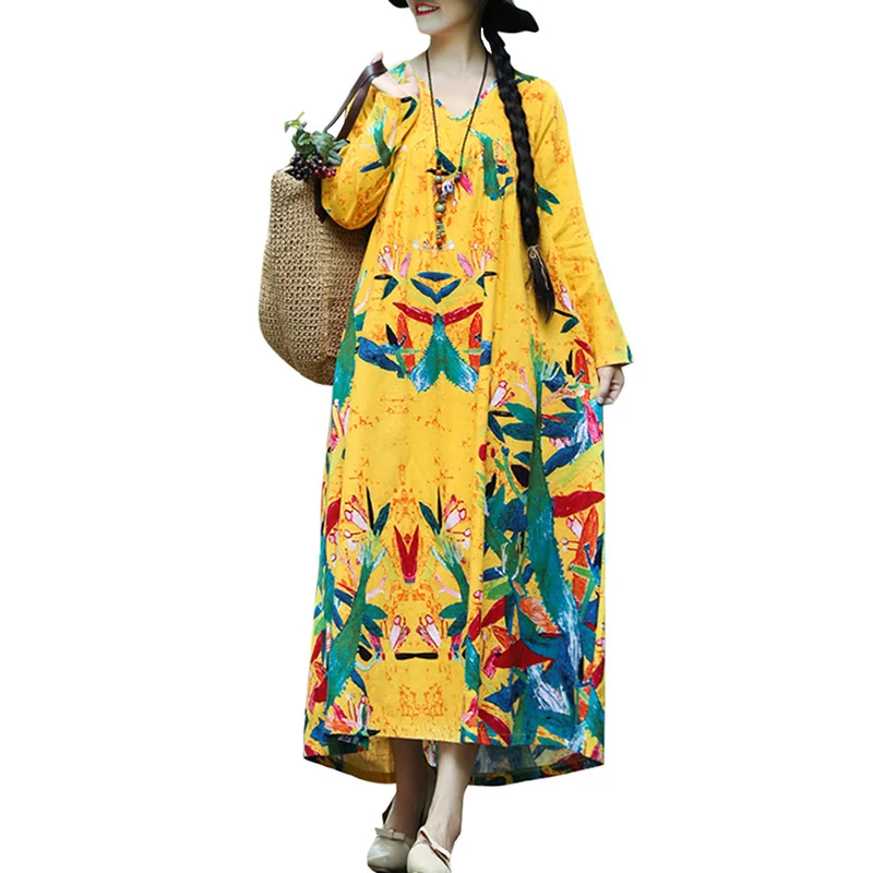 Loose Dresses Plus Size Dress Women Ethnic Boho Vintage Cotton Linen Dress Robe female 2019 Autumn Oversized Maxi Long Dress
Loose Dresses Plus Size Dress Women Ethnic Boho Vintage Cotton Linen Dress Robe female 2019 Autumn Oversized Maxi Long Dress
