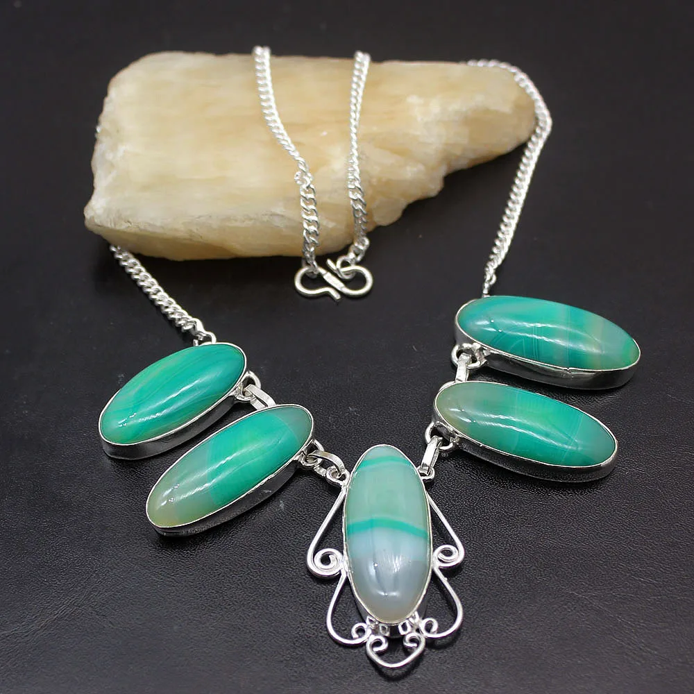Hermosa Beautiful Green Botswana Agate925 Sterling Silver Necklace Chain 17 Inch Free Shipping TF307
Hermosa Beautiful Green Botswana Agate925 Sterling Silver Necklace Chain 17 Inch Free Shipping TF307